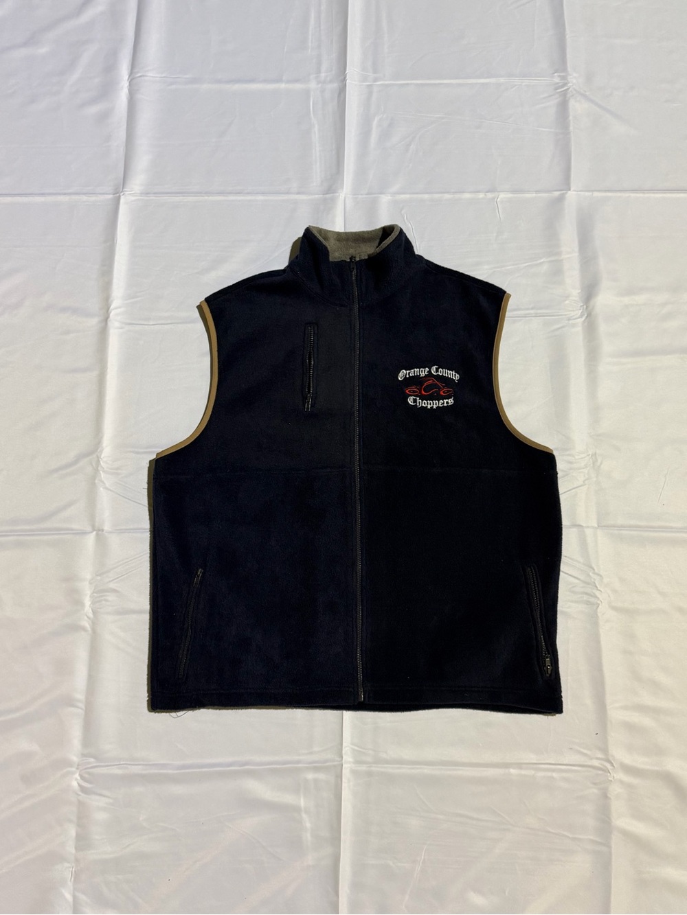 Orange County Choppers Men's Black Fleece Vest with Zip Pockets